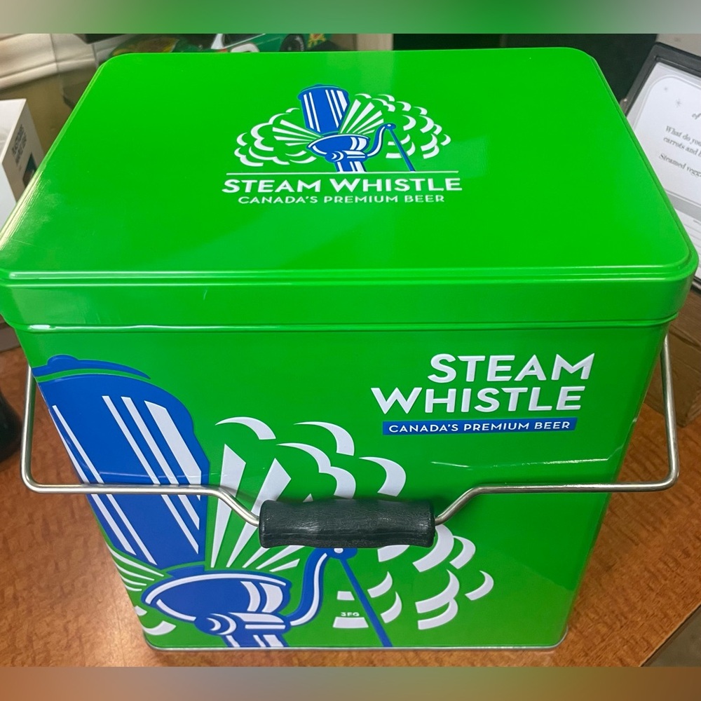 Steam Whistle vintage style tin cooler.